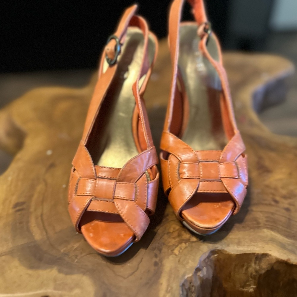 Nine West Orange Strappy Heels